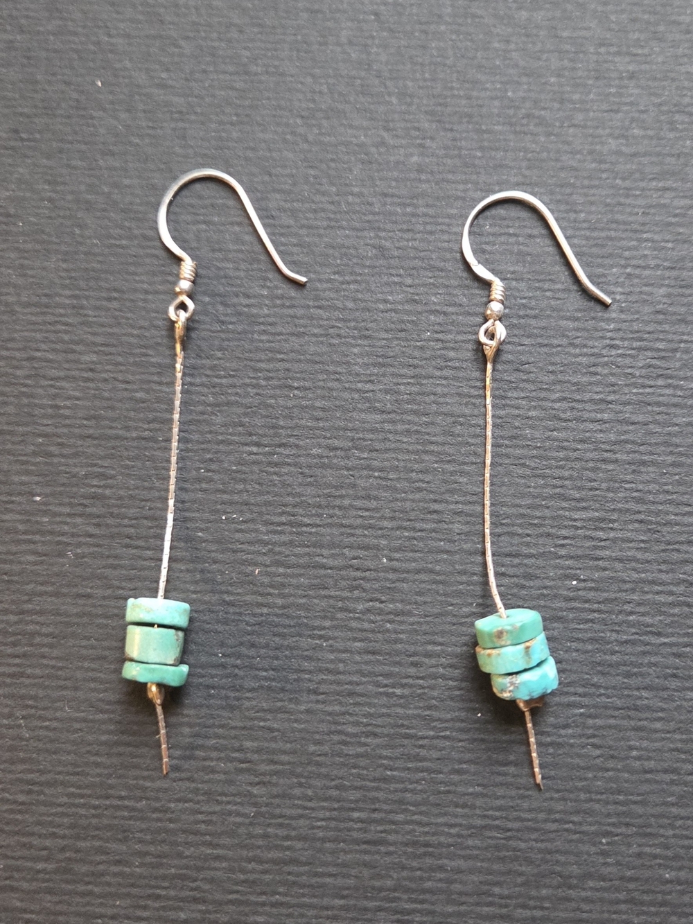 Turquoise Bead Dangle Earrings - Unbranded